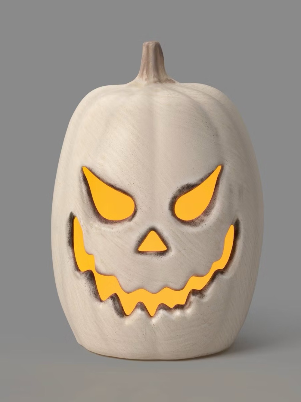16" Lit Pumpkin Jack-O'-Lantern with Timer, Off-White - Hyde and EEK! Boutique
